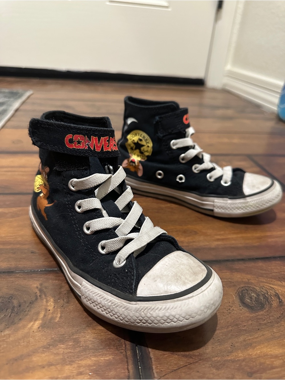 Converse Black High-Top Sneakers with Tom & Jerry Graphics